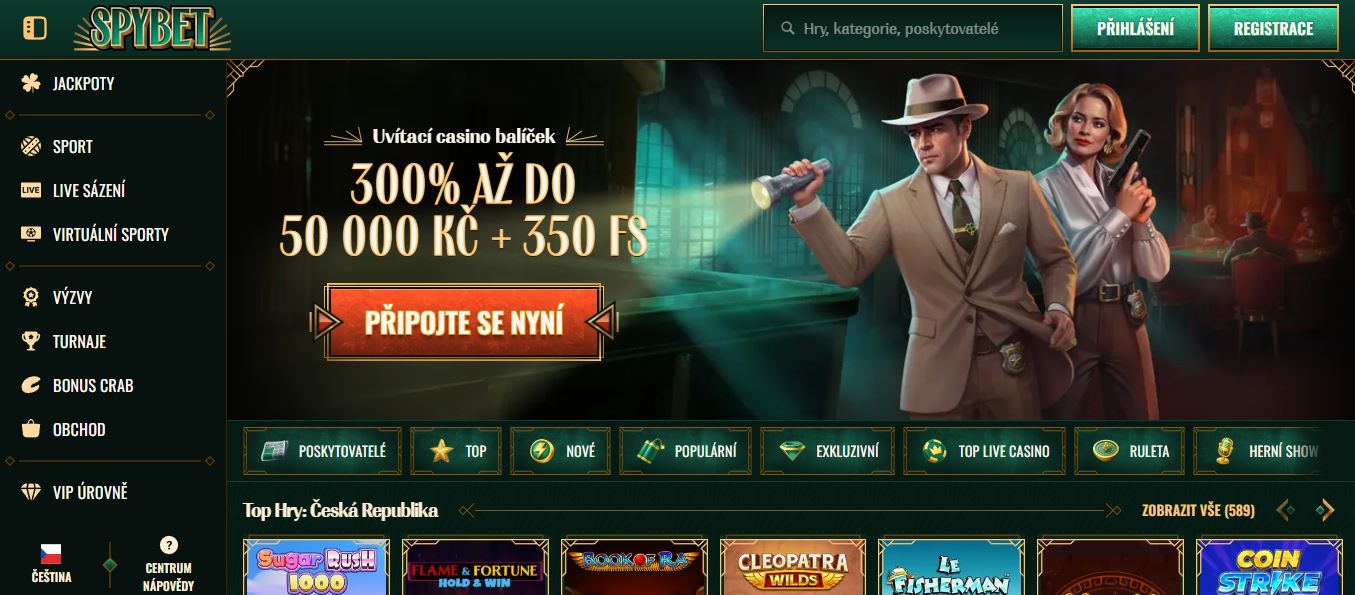 Připojte se ke Spybet a získejte uvítací casino balíček 300% až do 50 000 Kč a 350 zatočení zdarma